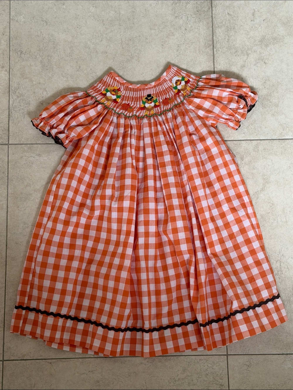 Castles & Crowns orange check smock dress 18-24M